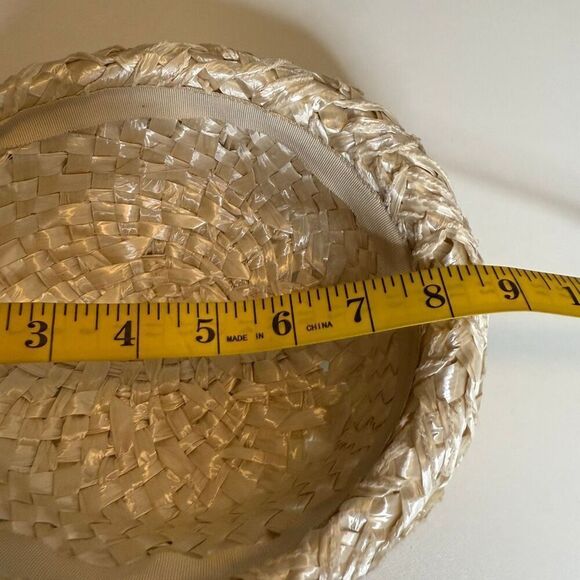 Vintage Mr. Martin Cream Raffia Pillbox Hat With Grosgrain Ribbon main image 4
